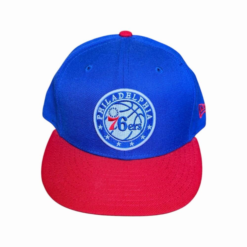 New Era Philadelphia 76ers 59FIFTY Fitted Hat Blue Red Show Your Loyalty NBA Cap